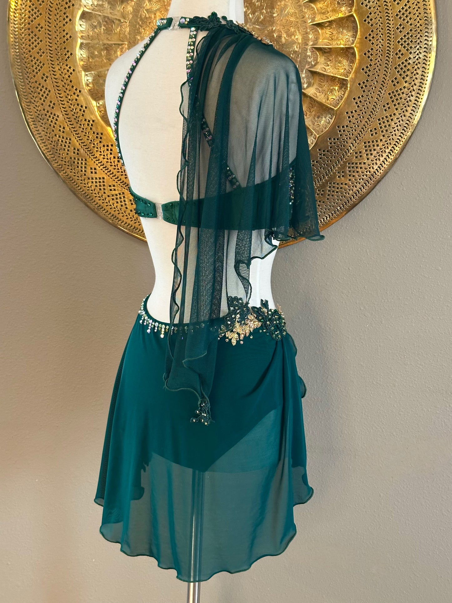 Hunter Green and Gold Two Piece Lyrical/ Contemporary Adult XS