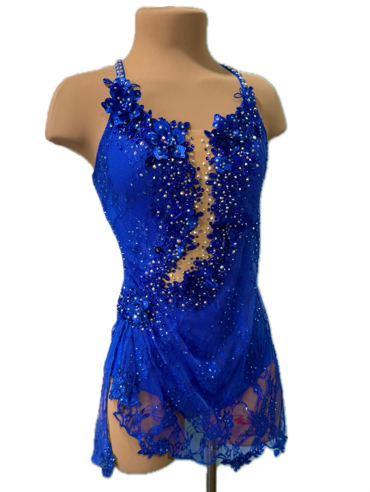 Royal Blue Slip Dress with Built-in Leotard