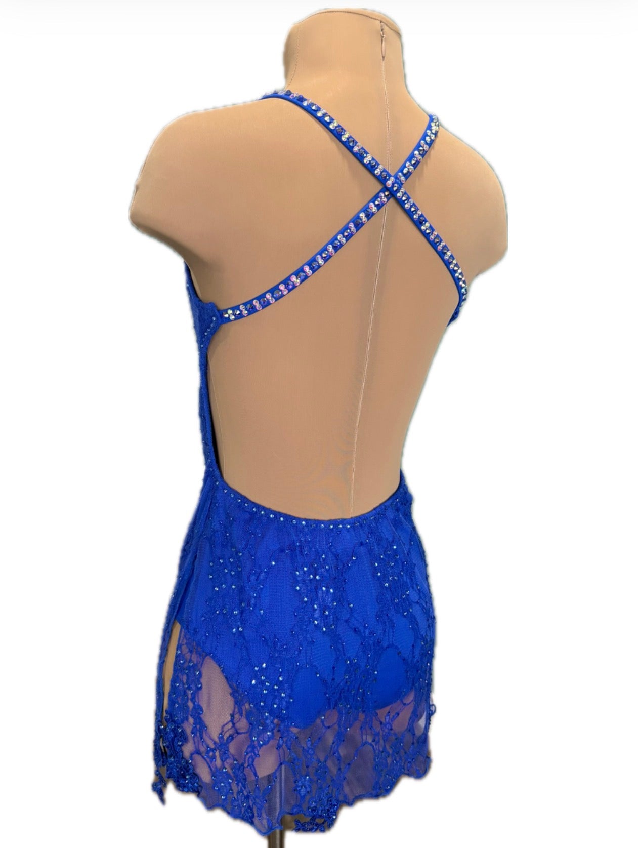 Royal Blue Slip Dress with Built-in Leotard