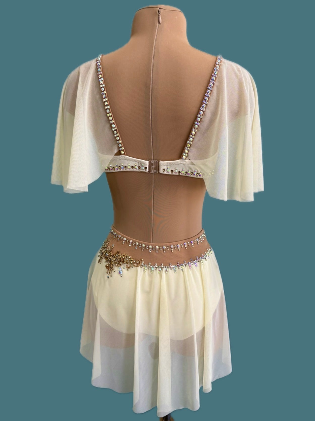 Off White and Gold Two Piece Adult XS-S Dance Costume